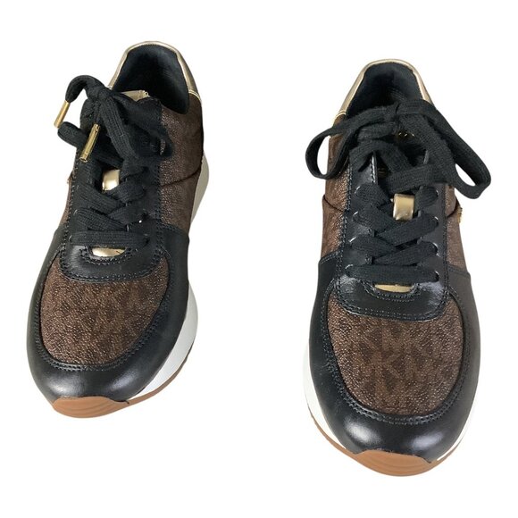 Michael Michael Kors Womens Brown Logo Allie Almond Toe Lace Up Sneakers 7M - Picture 8 of 10